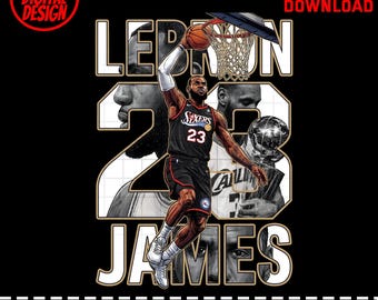 LeBron James Art Vibes Legend Digital File, Basketball Star Graphic Art Print, Athlete Tribute Fan Design Download