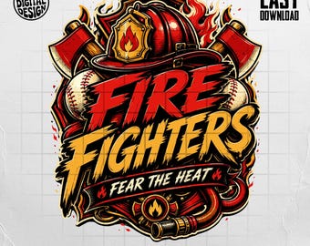 Diseño divertido de béisbol para bomberos PNG con mascota de mono y pelota de plátano / Diseño de animales de fiesta (descarga digital)