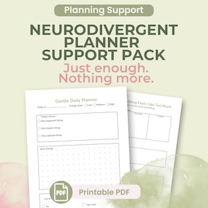 Neurodianer Planer Printable Pack | Einfache Tages- Wochen- Monatsplanung Seiten | Low Energy Exekutiv Dysfunktion