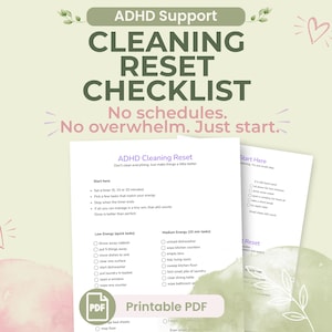 ADHD Cleaning Planner | Flexible Checklist | Printable Reset for Task Paralysis & Executive Dysfunction