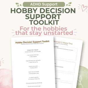 Hobby Decision Support Toolkit | ADHD Task Paralysis Printable | Task Initiation Help for Neurodivergent Adults