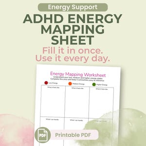 ADHD Energy Reference Sheet | Fill In Once, Use Every Day | Executive Dysfunction Printable