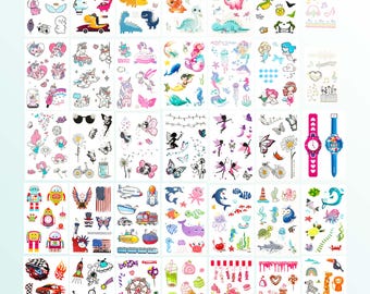 35 hojas de recuerdos para fiestas de niñas, tatuajes de unicornio y sirena que brillan en la oscuridad, bolsas de regalo para cumpleaños infantiles, set de tatuajes falsos al por mayor