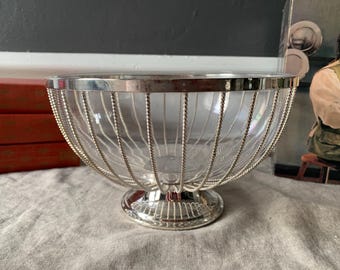 Revere Silverplated Twisted Wire Basket with Lucite Liner