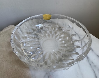 Bol de cristal tallado moderno Val St Lambert - 24 cm de diámetro - Firmado con etiqueta original