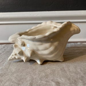 jardinière vintage en conque | Cache-pot côtier en céramique | Décoration chalet de plage