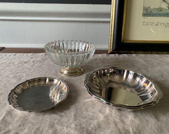 Curated Trio of Decorative Vintage Silver Dishes
