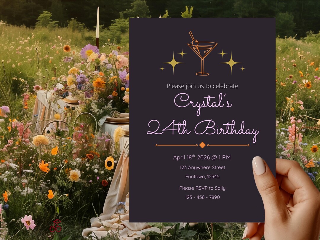 Retro Birthday Invitation, Milestone Party Invite, Canva Editable ...