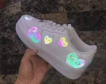 Rainbow Reflective 3M Hearts Decal: Custom Shoe Vinyl Heat Transfer