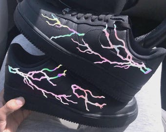 Rainbow Reflective 3M Lightning Decal: Custom Shoe Vinyl Heat Transfer