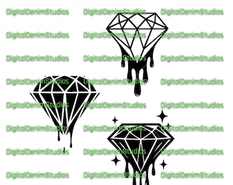 Droppande diamanter | Svg Dxf Png | Grafiskt konstverk för kläder, varor, accessoarer (digital nedladdning)