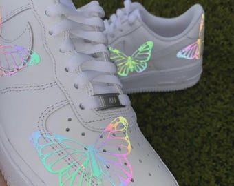 Rainbow Reflective 3M Butterfly Detail Decal: Custom Shoe Vinyl Heat Transfer