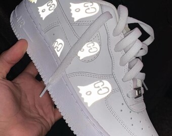 Scary Ghost Reflective 3M Decal Patches Only: Custom Shoe Vinyl Heat Transfer