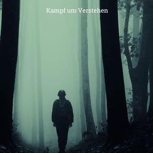 Puede incluir: Una persona camina por un bosque brumoso, silueteada sobre un fondo verde pálido. La imagen presenta el texto "NARBEN DER STILLE" y "Kampf um Verstehen". La parte inferior de la imagen dice "EchoAbenteuer Kreationen".