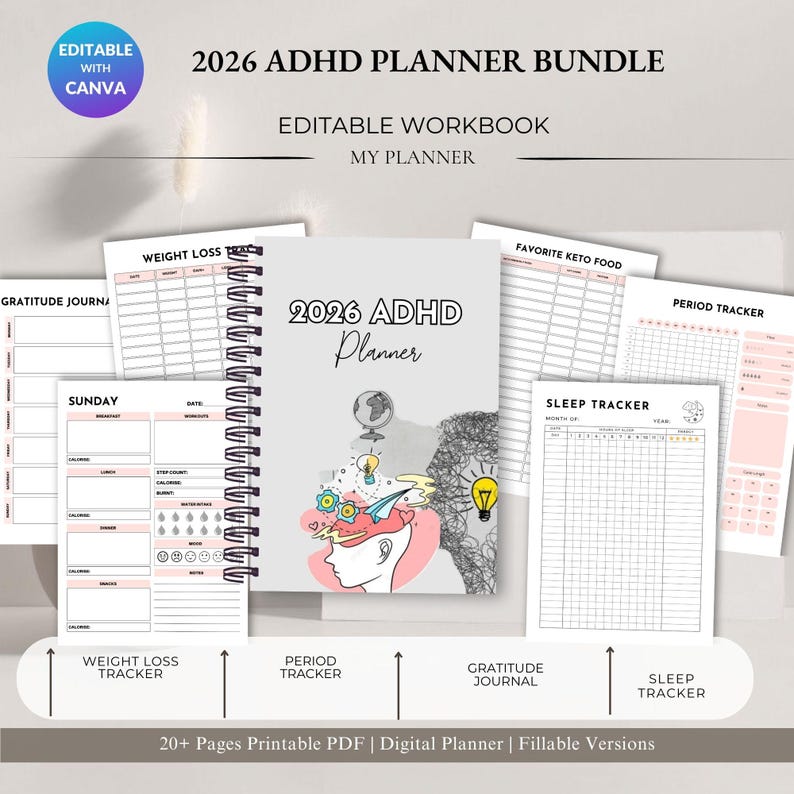 2026 ADHD Planner Bundle | Adhd-friendly Daily Planner | Focus, Routine ...