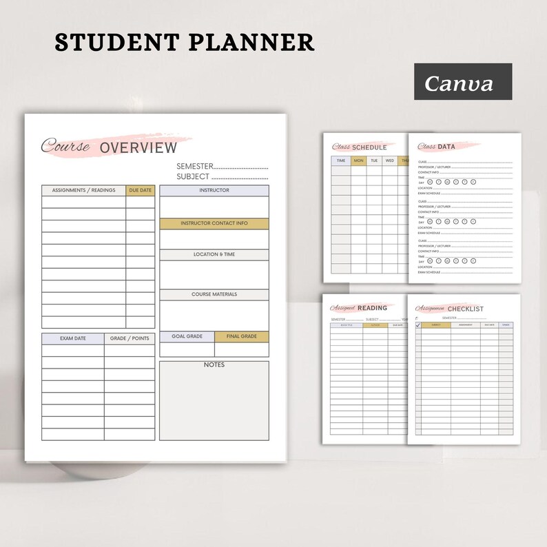 Student Planner Printable | Academic Planner for School and College ...
