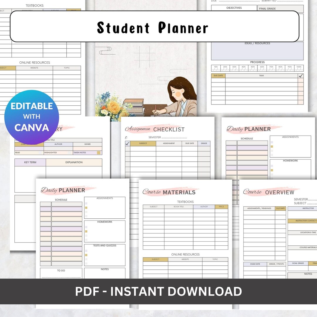 Student Planner Printable | Academic Planner for School and College ...