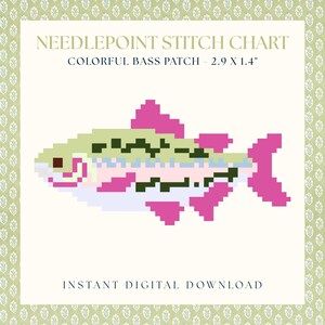 Colorful Bass Patch Needlepoint Chart PDF (18 mesh) by Reese Mack Designs