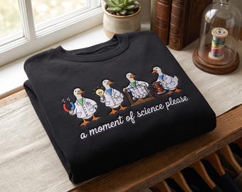 Custom Name Science Goose Embroidered Sweatshirt Funny STEM Teacher Aesthetic Father's Day Classroom Gift For Dad Science Teacher