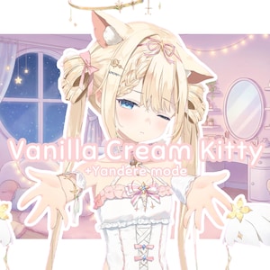 LIVE 2D Model Vanilla Cream Kitty Girl Vtube Model Twitch Stream/Youtube Stream/Premade Vtuber/FULLY RIGGED/Vtuber Studio/Ready to use