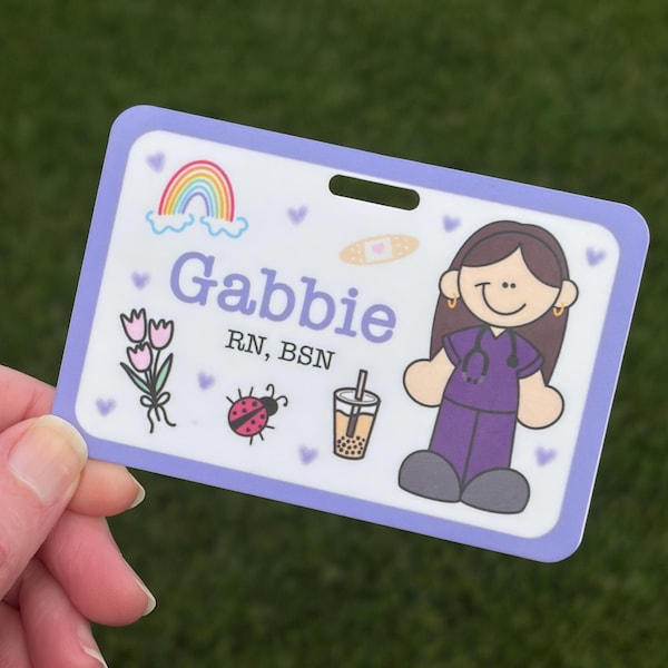 Personalized Nurse Badge Buddy, Custom Sublimated Acrylic ID Tag, RN CNA Medical Accessory