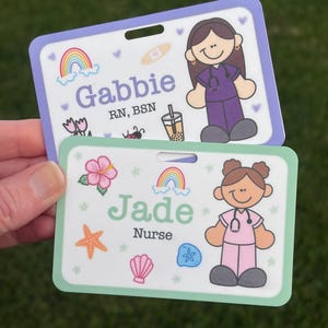 Personalized Nurse Badge Buddy, Custom Sublimated Acrylic ID Tag, RN CNA Medical Accessory 画像 2