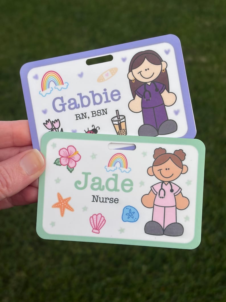 Personalized Nurse Badge Buddy, Custom Sublimated Acrylic ID Tag, RN CNA Medical Accessory 画像 2
