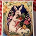 Easter Card ~ Hand-Glittered Easter Rabbit in Egg with Flowers and Chick, Old-Fashioned Card with Envelope, Vintage Style, Nostalgic Easter