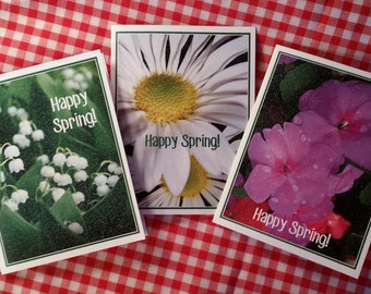 Shimmery Flower Note Cards with Lily of the Valley, Daisies, and Impatiens