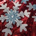 Snowflakes, 3", Set of 3 ~ Glittered, Layered Snowflakes in Light Blue, Gray, Silver & White, Bejeweled Triple Snowflakes, Baby Shower