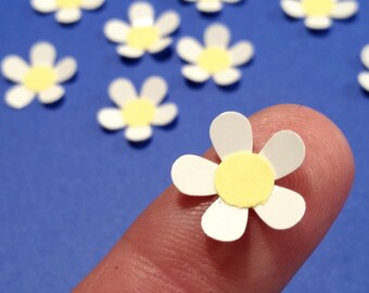Tiny Daisy Confetti, 5/8" Wide, Handmade White Daisies, Your Choice of Center Color