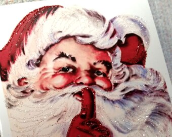 Glittered Christmas Card, Santa Secret, Extra Sparkly!