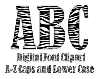 Zebra Font Clipart ~ Elegant Zebra, Upper & Lower Case Letters + Numbers + Symbols, Instant Download, Commercial Use OK