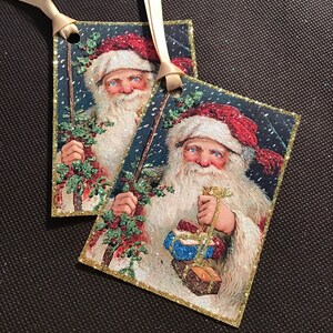 Glittered Christmas Tags, Blued-Eyed Santa, Extra Sparkly image 10