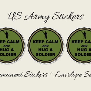 Keep Calm Military Stickers, Envelope Seals, Army, Air Force, Navy image 2