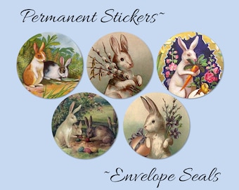 Vintage Bunny Easter Stickers, Envelope Seals