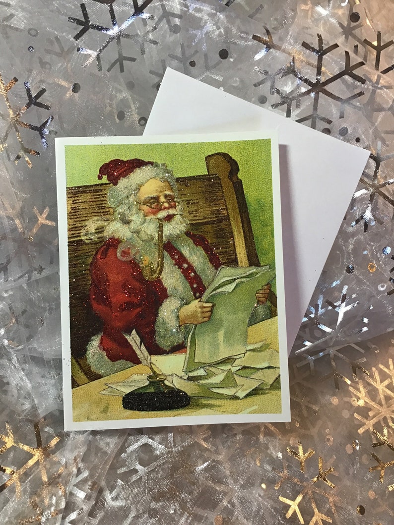 Glittered Christmas Card, Santa Mail, Extra Sparkly image 5