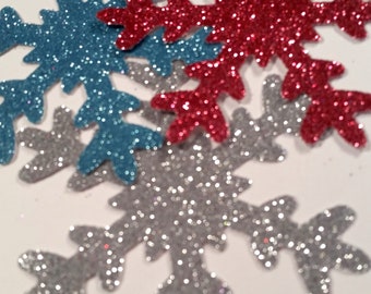 Xtra Large Glittered Snowflake Confetti, 3" Wide, Extra Sparkly!