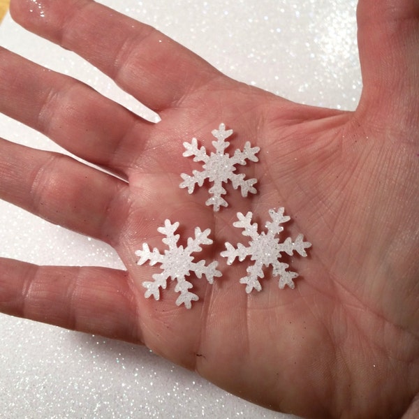 Small Glittered Snowflake Confetti, 1" Wide