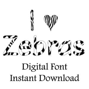 Zebra Font Clipart, Instant Download, Upper & Lower Case Letters + Numbers + Symbols, Commercial Use OK