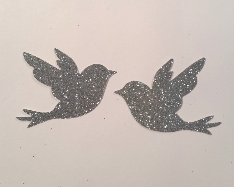 Wedding Favor Craft Supply Glittered Birds ~ 2.5 Hand-Glittered Bird Confetti for Anniversary Decor Photo Prop Baby Shower