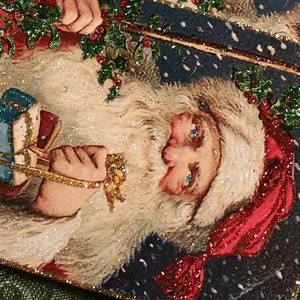 Glittered Christmas Tags, Blued-Eyed Santa, Extra Sparkly image 5