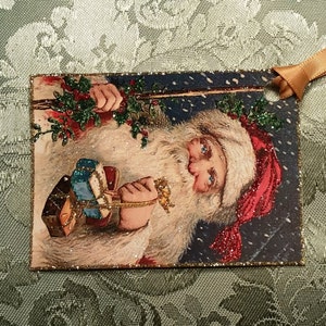 Glittered Christmas Tags, Blued-Eyed Santa, Extra Sparkly image 9