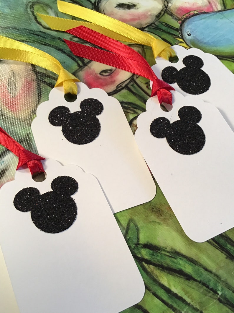Glittered Mickey Mouse Gift Tags | Etsy