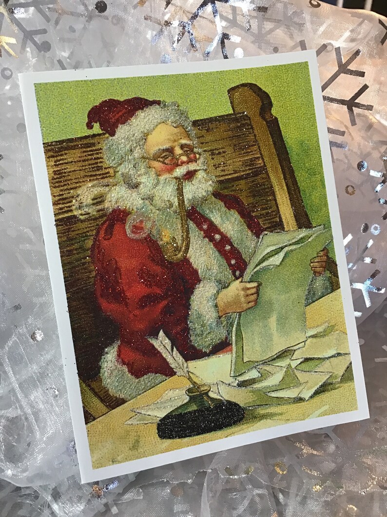 Glittered Christmas Card, Santa Mail, Extra Sparkly image 7