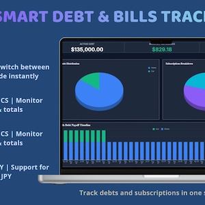Debt Tracker Google Sheets, Debt Payoff Planner, Subscription Tracker, Bill Organizer, Debt Snowball Calculator Template