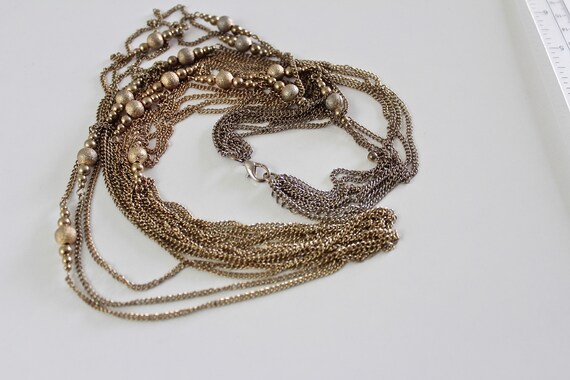 Multi strand  gold tone chain necklace  retro  ch… - image 5