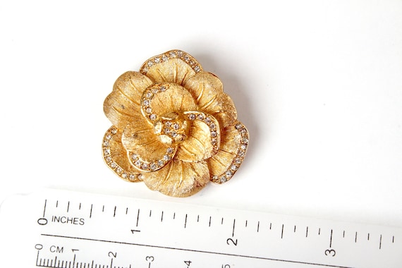 Vintage Dior  Crystal Rose  Flower Brooch/Pin/ Re… - image 2