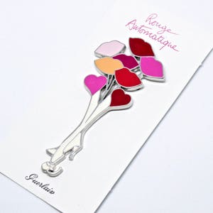 Guerlain  Vintage Lips Balloons  kisses brooch  with pink enamel # 2673