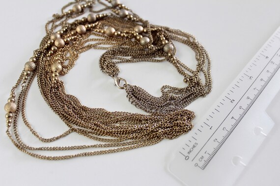 Multi strand  gold tone chain necklace  retro  ch… - image 7